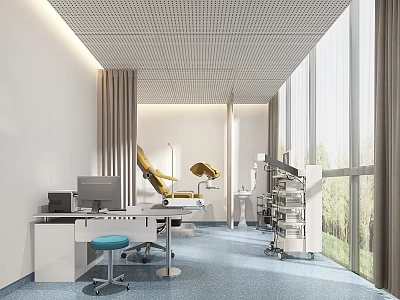 Modern Hospital Outpatient Clinic Interior With Medical Facilities And Natural Light 3d model