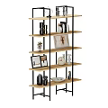 Modern Tiered Shelving Unit With Books Decorative Items Clocks Vases And Picture Frames