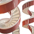 Elegant Modern Spiral Staircase Interior With Red Handrails White Steps And Glossy Surface 3d model