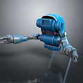 Blue Robot 3D Model Featuring Mechanical Arms And Metallic Body Design 3d model