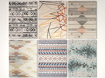 Square Rugs With Various Geometric Patterns And Abstract Designs For Home Decor 3d model