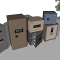 Various Commercial Safety Boxes With Different Colors Sizes And Modern Designs 3d model