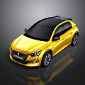 Yellow Modern Compact Car With Black Roof Sleek Design And Black Wheels