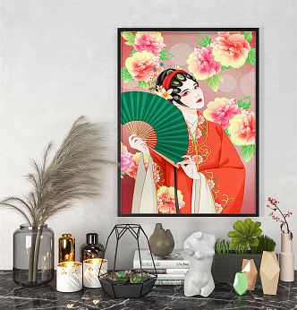 New Chinese figure painting decorative painting 3d model