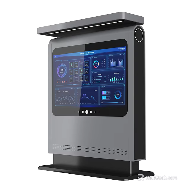 Public Facility Digital Interactive Kiosk With Data Visualization Screen Interface For Public Use 3d model 