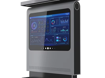 Public Facility Digital Interactive Kiosk With Data Visualization Screen Interface For Public Use 3d model