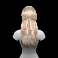 Game and Movie Character 3D Model With Long Blonde Wavy Center Parted Hair Upper Body