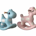 Building Blocks Crafted Blue And Pink Rocking Horses With Giraffe Unicorn Designs And Wavy Bases