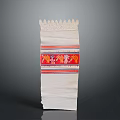 Traditional White Fabric With Lace Trim Red Decorative Band And Colorful Stripes