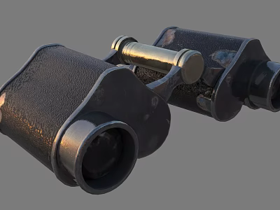 Vintage Metal Binoculars Commercial Equipment With Brass Accents And Retro Design 3d model