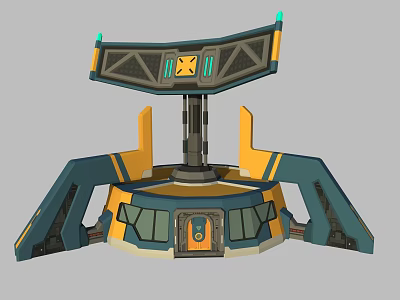 Futuristic Mechanical Tech Device With Yellow Blue Black Colorful Geometric Components 3d model