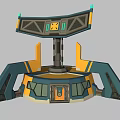 Futuristic Mechanical Tech Device With Yellow Blue Black Colorful Geometric Components