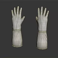 Elegant White Long Sleeve Gloves With Knitted Design And Fashionable Accessory Look