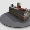 Camper Van With Gray Brown Exterior Rooftop Storage Rack Water Tank And Equipment