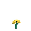 Yellow Flower Shaped Decorative Toy With Green Stem Three Blooms And Green Center Balls