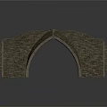 Traditional Stone Archway Structure With Tiled Roof And Architectural Details