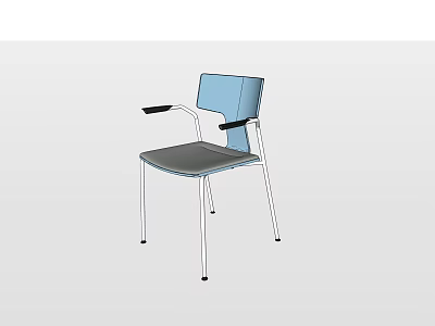 Stylish Modern Lounge Chair With Blue Backrest Gray Seat And Metal Legs Design 3d model