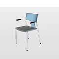 Stylish Modern Lounge Chair With Blue Backrest Gray Seat And Metal Legs Design
