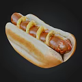Delicious Hot Dog With Soft Bun Juicy Sausage And Yellow Mustard