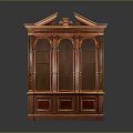 Classic Wooden Display Cabinet With Glass Doors And Carved Vintage Design
