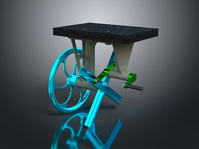 Modern Lighting Combination With Blue Wheels Green Accents And Black Tabletop 3d model