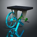 Modern Lighting Combination With Blue Wheels Green Accents And Black Tabletop