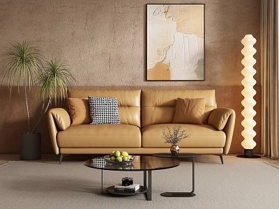 Modern double sofa coffee table combination model