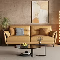 Modern double sofa coffee table combination 3d model