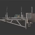 Futuristic Mechanical Floating Platform With Tall Towers And Urban Buildings