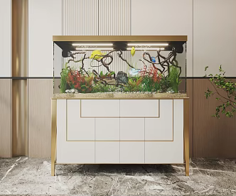 Modern Fish Tank Glass Fish Tank Aquarium Display Cabinet Side Cabinet 3d model
