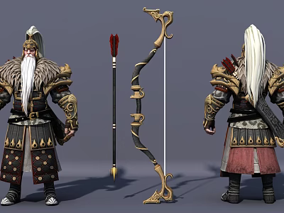 Modern game character Huang Zhong character 3d model