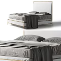 Elegant Modern Double Bed Design With Gray Bedding And Metal Frame 3d model