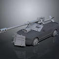Modified Combat Car With Roof Mounted Cannon And Front Armor Spikes