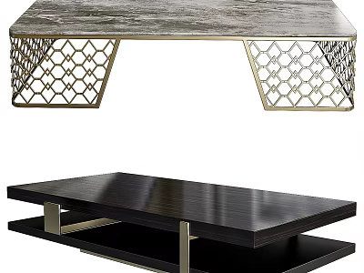 Stylish Modern Dining Table With Geometric Lattice Base Wooden Tabletop And Metal Frame 3d model
