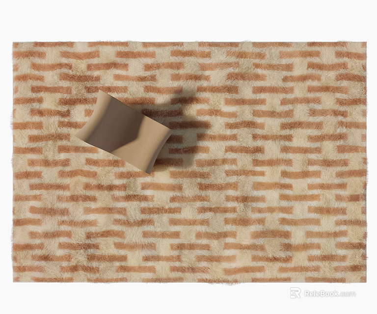 Modern Square Brick Pattern Carpet in Brown and Beige Tones for Living Room 3d model 