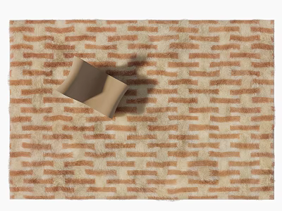 Modern Square Brick Pattern Carpet in Brown and Beige Tones for Living Room 3d model