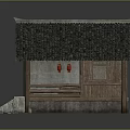 Chinese Ancient Architecture With Gray Tiled Roof Red Lanterns Wooden Structure And Carved Window