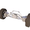 Automotive Chassis Structure With Tires And Suspension System Components