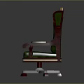 Green Quilted Office Chair With Red And White Trim And Swivel Base