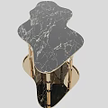 Unique Curved Modern Luxury Coffee Table With Black Marble Top And Gold Metal Frame