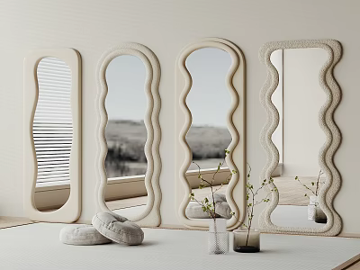 mirror full-body mirror full-length mirror internet-famous mirror floor mirror special-shaped mirror 3d model