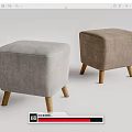 Light Gray And Light Brown Upholstered Sofa Stools With Wooden Legs Modern Design