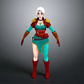 Game And Movie Character With White Hair Green Brown Outfit And Red Boots