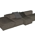 Modern Gray Sectional Sofa With Modular Design And Soft Fabric Cushions 3d model