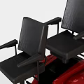 Red Two Seater Mobility Scooter With Black Seats Front Basket And Electric Design