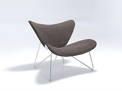 Modern Accent Chair Upholstered in Fabric with Metal Legs Curved Backrest and Comfortable Seat 3d model