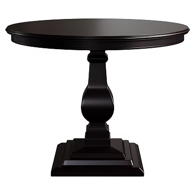 Elegant Black Round Dining Table Set With Classic Pedestal Base Design 3d model