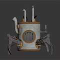 Steampunk Mechanical Creature With Metallic Body Legs And Pipe Accents In Detailed Design