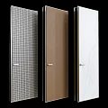 Contemporary Flush Doors With Grid Pattern Matte Brown And Marble Texture Silver Handles