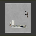 Detailed Model Building Featuring Yellow Walls Green Doors Windows Balcony Hanging Blue Cloth Ladder Structure